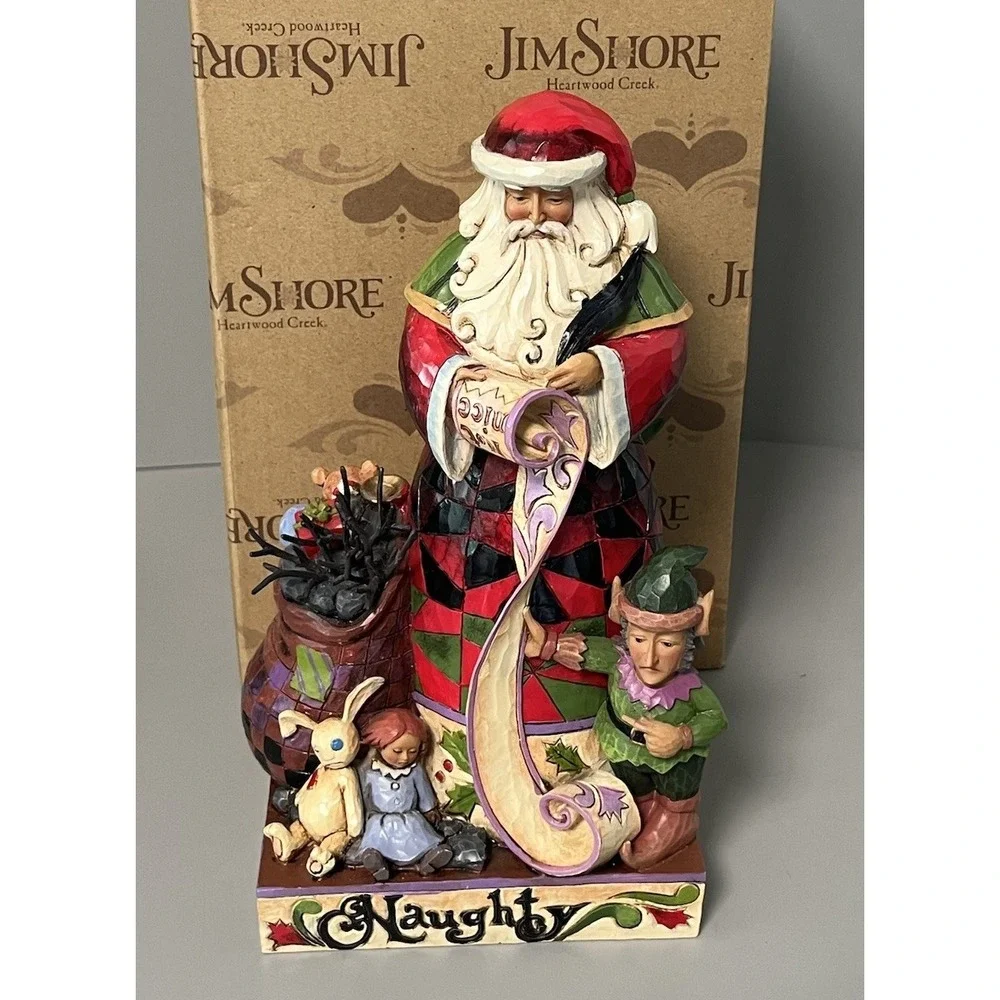 Jim Shore -Checking It Twice- 2 Sided Figurine Naughty Nice Santa Christmas 10